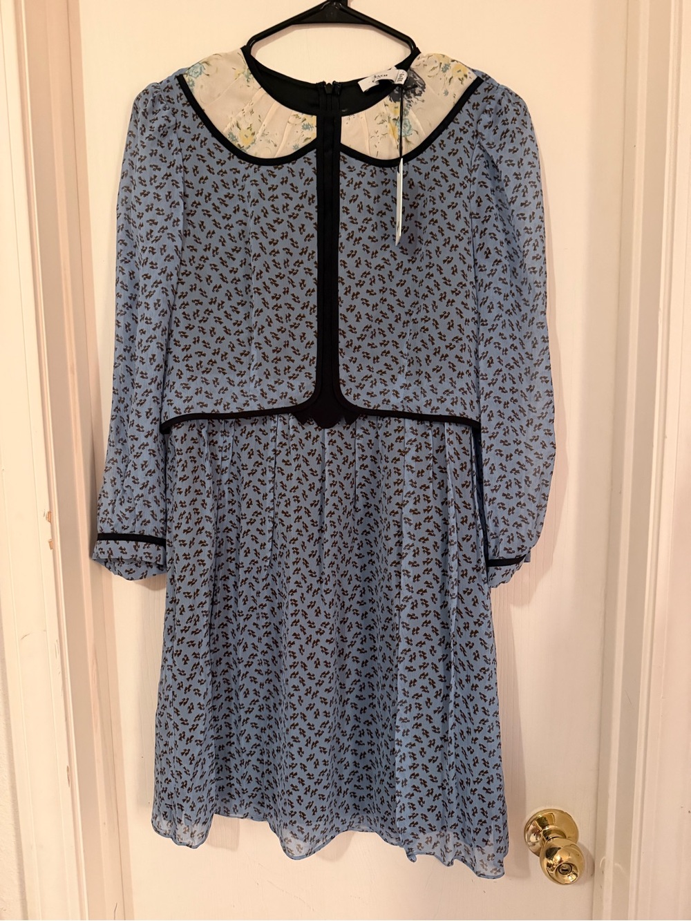 Coach 1941 Blue Sheer Floral Print Peter Pan Collar Dress NWT Size 4